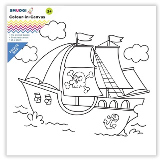 Smudgi Kids Colouring Canvas 25 x 25cm - Pirate Ship