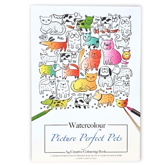 Jasart Adult Colouring Book A4 12 Sheets - Picture Perfect Pets