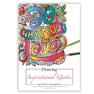 Jasart Adult Colouring Book A4 12 Sheets - Inspirational Quotes