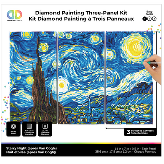 Diamond Dotz Triptych Diamond Painting Kit 21 x 14 Inch - Starry Night (after Van Gogh)