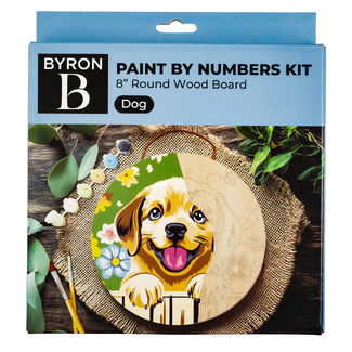 Byron Paint By Numbers 8 Inch Round Wood - Dog