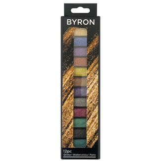 Byron Glitter Watercolour Palette 12pc - Holographic Glitter Watercolours in a Tin