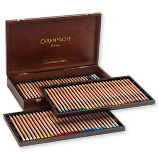 Caran d'Ache Luminance 6901 Coloured Pencil Wooden Box of 76 + Accessories