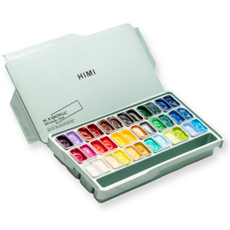 HIMI Twin Cup Jelly Acrylic Paint Set 36 x 12ml - Green Metallic Case