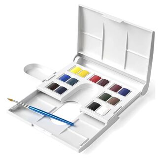 *Winsor & Newton Cotman Watercolour Compact Set with 14 Half Pans + Brush