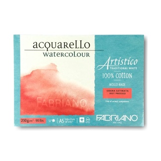 Fabriano Artistico 100% Cotton Watercolour Pad A5 200gsm 12 Sheet - Smooth (Hot Pressed)