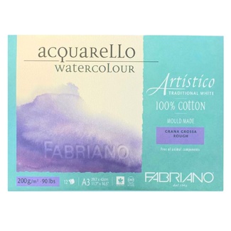 Fabriano Artistico 100% Cotton Watercolour Pad A3 200gsm 12 Sheet - Rough