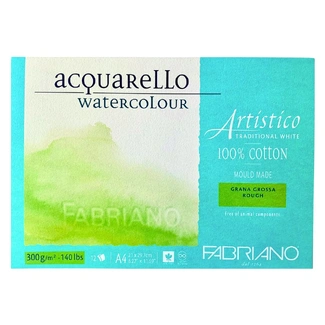 Fabriano Artistico 100% Cotton Watercolour Pad A4 300gsm 12 Sheet - Rough