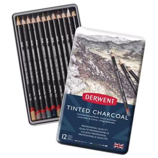 Derwent Tinted Charcoal Pencil Tin Of 12
