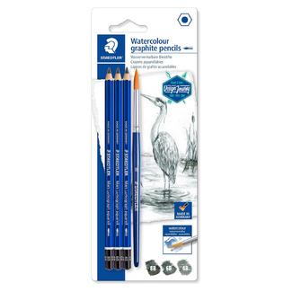 Staedtler Mars Lumograph Aquarell Graphite Pencil Set 4pc
