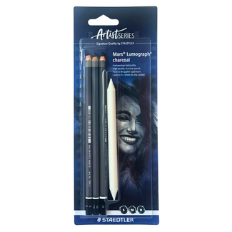 Staedtler Mars Lumograph Charcoal Pencils with Blending Stump 4pc