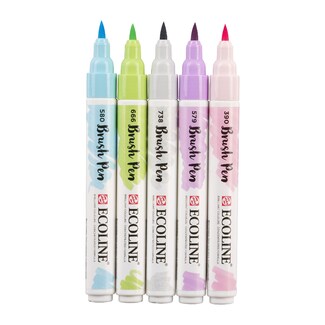 Ecoline Watercolour Brush Pen Set of 5 - Pastel Colours