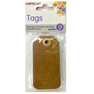 Portacraft Kraft Tags 40 x 82mm - 15 Pack