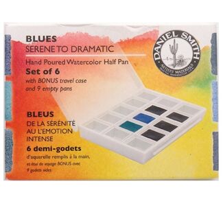 *Daniel Smith Blue Serene to Dramatic Hand Poured Watercolour Half Pan Travel Set 6pc