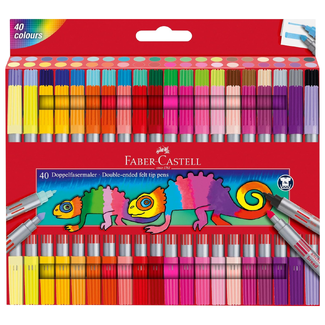 Faber Castell Felt Tip Double Ended Coloured Markers 40pc
