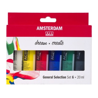 Amsterdam Acrylic Paint Set 6 x 20ml Tubes - Intro Colours
