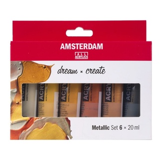 Amsterdam Acrylic Paint Set 6 x 20ml Tubes - Metallic Colours