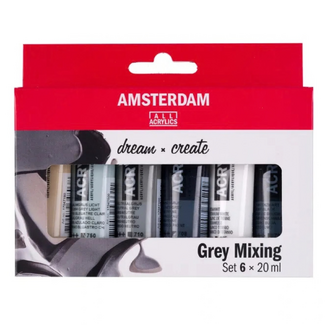 Amsterdam Acrylic Paint Set 6 x 20ml Tubes - Grey Mixing Colours