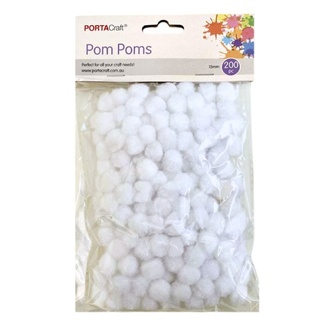 Portacraft Pom Poms Acrylic White 15mm 200pc