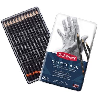 Derwent Graphic Pencil Tin Of 12 - Hard