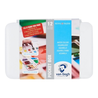 Van Gogh Pocketbox Watercolour Set - 1/2 Pan 12pc + 3 Free Colours
