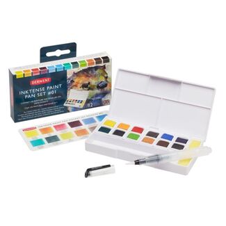 Derwent Inktense 12 Pan Ink / Watercolour Paint Travel Set 1
