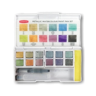 Derwent Metallic Watercolour 12 Pan Paint Travel Set