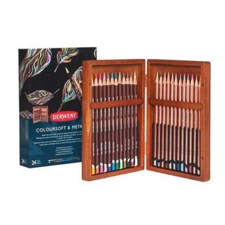 *Derwent Coloursoft & Metallic 24 Wooden Box