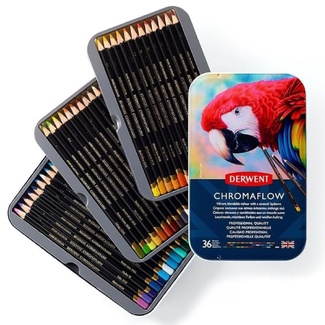 Derwent Chromaflow Coloured Pencils Set of 36 in Tin