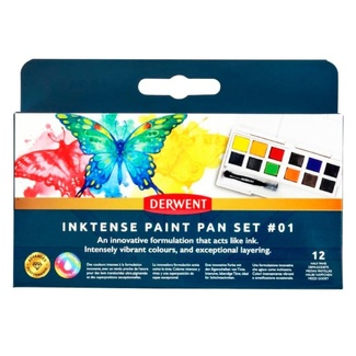 Derwent Inktense 12 Pan Ink / Watercolour Paint Travel Set 1