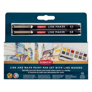 Derwent Line & Wash Paint Pan Set with Line Makers