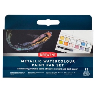 Derwent Metallic Watercolour 12 Pan Paint Travel Set