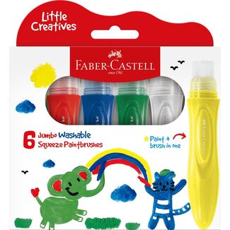 Faber Castell Little Creatives Jumbo Washable Squeezing Paintbrushes 6pc