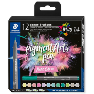 Staedtler Pigment Arts Brush Pen 371 Set 12pc - Pastel Colours