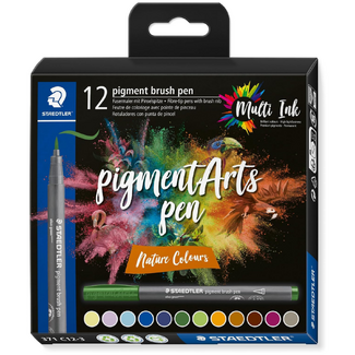 Staedtler Pigment Arts Brush Pen 371 Set 12pc - Nature Colours