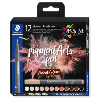 Staedtler Pigment Arts Brush Pen 371 Set 12pc - Portrait Colours