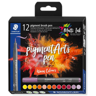 Staedtler Pigment Arts Brush Pen 371 Set 12pc - Warm Colours