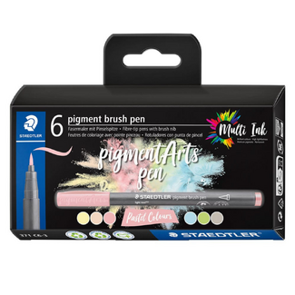 Staedtler Pigment Arts Brush Pen 371 Set 6pc - Pastel Colours