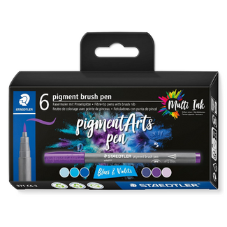 Staedtler Pigment Arts Brush Pen 371 Set 6pc - Blues & Violets