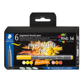 Staedtler Pigment Arts Brush Pen 371 Set 6pc - Yellows & Oranges