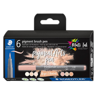 Staedtler Pigment Arts Brush Pen 371 Set 6pc - Beiges & Neutrals