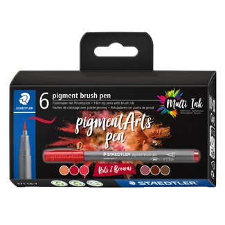 Staedtler Pigment Arts Brush Pen 371 Set 6pc - Reds & Browns