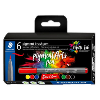 Staedtler Pigment Arts Brush Pen 371 Set 6pc - Basic Colours