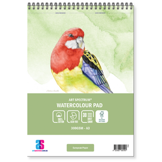 Art Spectrum 100% Cotton Watercolour Perforated Spiral Pad A3+ 300gsm 30 Sheets