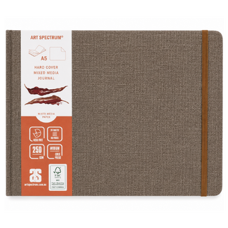 Art Spectrum Tan Linen Hard Cover Mixed Media Journal A5 Landscape 250gsm 48 Pages