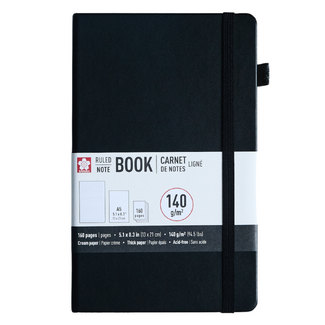 Sakura Ruled Hard Cover Notebook A5 13x21cm Black