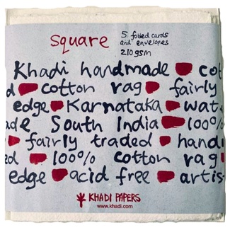 Khadi Folded Card & Envelope Set 15x15cm 210gsm 5pc