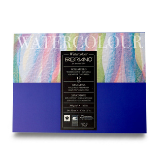 Fabriano Watercolour Block 24 x 32cm 300gsm 12 Sheet - Medium (Cold Pressed)