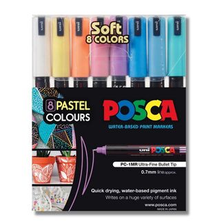 Uni Ball Posca Pastel Paint Pens 1.3mm PC3M 8 Pack - Assorted Colours