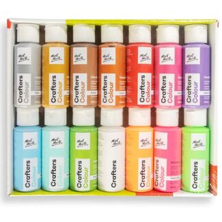Mont Marte Discovery Crafters Colour Metallic & Fluoro Acrylic Paint Set 14pc x 60ml